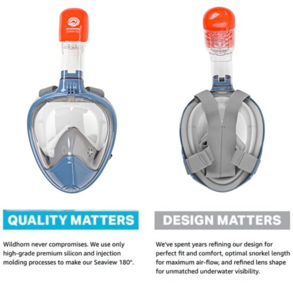 SEAVIEW 180 Degree Panoramic Snorkel Mask- Full Face Design, Manta Ray - L/XL - Picture 2 of 10